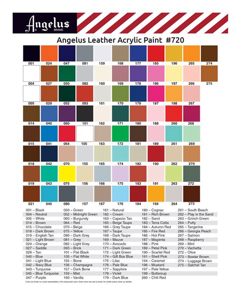 angelus paint color chart.